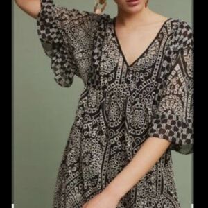 Anthropologie Akemi + Kin Brooke Eyelet Embroidered Shift Swing Dress